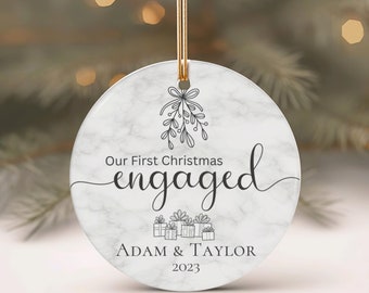 Personalized First Christmas Engaged, Christmas Couples Ornament, Custom Engagement Keepsake, Our First Christmas 2023