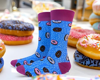 DONUTS SPRINKLES Food Dessert Fun Dress Socks Novelty Crew Socks Crazy Funky Socks Men's Socks Unisex Socks Fun Valentines Day Gift
