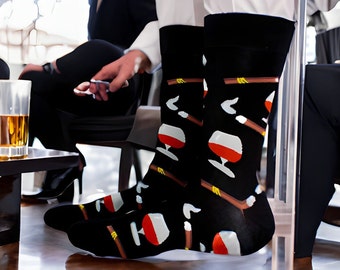 WHISKEY CIGARS Scotch Bourbon Fun Dress Socks Novelty Crew Socks Crazy Funky Socks Men's Socks Unisex Socks Fun Gift For Him