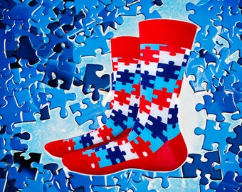 Puzzle 3 Art Game Colorful Fun Dress Socks Novelty Crew Socks Crazy Funky Socks Men's Socks Unisex Socks Fun Valentines Day Gift