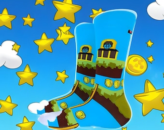 SUPER LAND Arcade Video Game Retro Fun Dress Socks Novelty Socks Crazy Funky Socks Men's Socks Unisex Socks Fun Valentines Day Gift