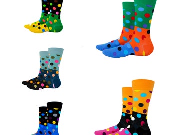 POLKA DOT Fun Dress Socks Novelty Crew Socks Crazy Funky Socks Men's Socks Unisex Socks Fun