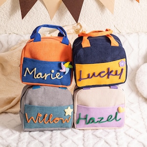Personalized Kids Lunch Bag,Custom Lunchbox Bag,School Lunch Bag,Corduroy Handmade Lunch Bag,Back to School Kid Tote Bag,Picnic Bag,Kid Gift
