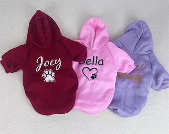 Personalized Pet Hooded Jacket, Custom Embroidered Holiday Sweatshirt, Pet Name Clothing, Dog Cat Sweater, Christmas Gift,Gift for Pet Owner
