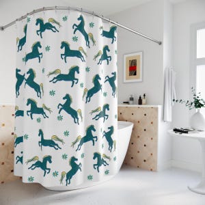 Horses Shower Curtain, Equestrian Bathroom Decor, Horse Lover Gift, Western Farmhouse Bathroom, Rustic Horse Bathroom Decor, Country Horse