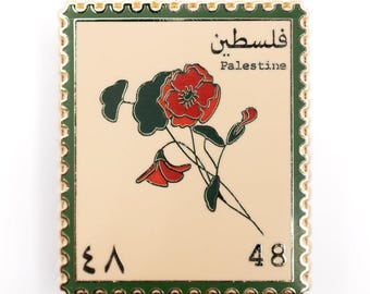 Palestine Poppy Stamp Pin | Enamel Pin | Falasteen | Flower | Vintage