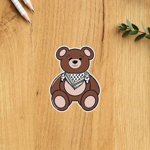 Terzo Cultr Kid / Kefiah Teddy Bear / Adesivo Palestina / Vinile impermeabile di alta qualità / Design disegnato a mano