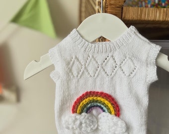 Ready made small newborn/preemie baby announcement HAND EMBROIDERED and unique hand knitted jumper