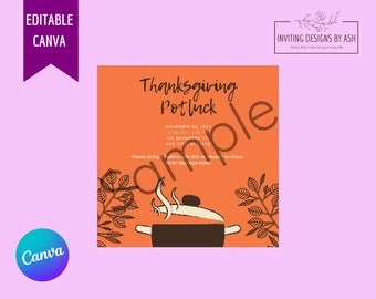 Thanksgiving Potluck Invitation- Canva