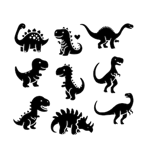 Lindo dinosaurio svg / dinosaurio clipart / silueta de dinosaurio svg / niños dinosaurio svg / t-rex svg / dino svg /todo en uno archivos svg