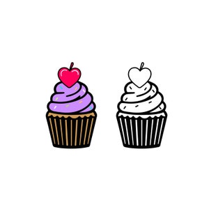 Cupcakes Clipart Set, Cupcake PNG, Cute Cupcakes PNG, Set of Cupcakes Clip arts, Cupcake Theme, Cherry PNG, Instant Download, Sublimation