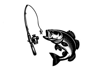 Fishing Hook Svg, Bass Fishing Svg, Fisherman Svg, Fishing Dad. Vector Cut file Cricut, Silhouette, Png Eps, Decal, Sticker, Vinyl.