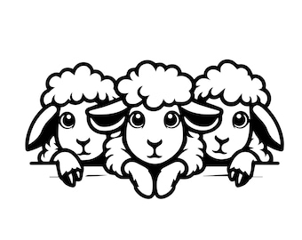 Sheep svg, Funny Lamb svg, Cricut, Flock of suffolk sheep, Farm Animal Peeking, Christmas Ewe Png clipart Download, Vector logo design