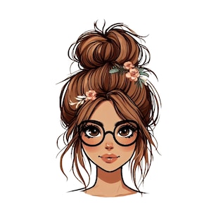 Illustrazione di moda panino disordinato in formato SVG, tagliare file per la silhouette cricut, ragazza in formato SVG, camicia femminile in formato SVG, design di sublimazione PNG, camicia mamma