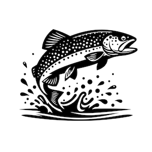 Laser Engrave File Brown Trout Jumping | svg png eps  | transparent vector graphic design cut print dye sub commercial use