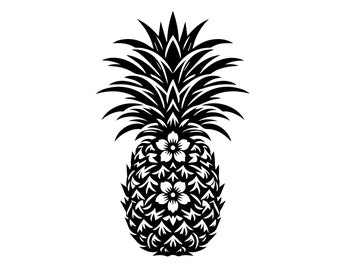 Florale Ananas svg, Ananas mit Blumen svg cut de Datei, Ananas Wanddekoration, Sommer svg, Ananas Clipart