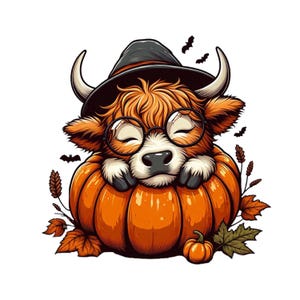 Halloween Highland Cow sleeping  PNG, Bull Png,Retro Halloween Png, Ghost Cows Png, Funny Cow Png, Fall Png,Spooky Season,Cow Halloween png