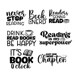 Lecture SVG Bundle / Couper des fichiers / Usage commercial / Cricut / Clip art / Lecture de livres SVG / Imprimable / Vector / SVG amateur de livres