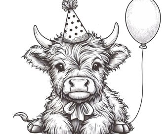 Lustiges Highland Cow Geburtstag Clipart Shirt Sublimation Design Digital Download PNG Instant DIGITAL NUR, Glasglas png Design, T-Shirt Design
