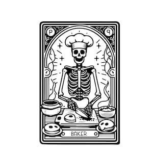 The Baker Tarot Card PNG, Cooking Skeleton Sublimation Design, Baking Skull Cook Witchy Chef Tarot T-Shirt Mug svg File, Digital Download