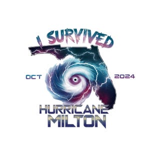 Ich überlebte Hurrikan Milton PNG, Florida tropischer Sturm, Florida Hurrikan Png, Wetter Png, Hurrikan Helene, Oktober 2024 Png svg