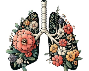 Floral Lung Clipart | Clipart Bundle | 10 High-Quality Images | Wall Art | Paper Craft | Apparel | Digital Prints | Commercial Use