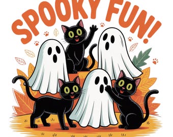 Retro Halloween Ghost And Cat Png, Spooky Ghost Png, Preppy Floral Halloween Png, Boo Halloween Png, Funny Halloween Png, Black Cat Png