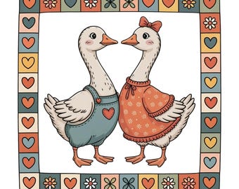 Sparsame Gänse PNG, Vintage Oma Gänse Digitaler Download, Cottagecore Volkskunst Gans PNG, gemütliches Retro Tier Shirt Design