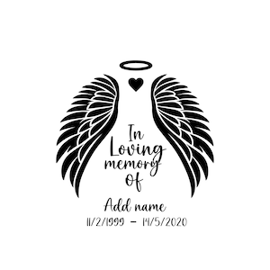 In Memory Angel Wings SVG, Memory Day Svg, Cut File, Cricut, Create Your Own In Loving Memory, Customizable,  Png, Eps Digital File