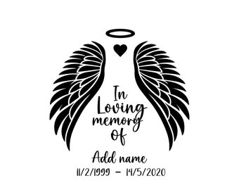 In Memory Angel Wings SVG, Memory Day Svg, Cut File, Cricut, Create Your Own In Loving Memory, Customizable,  Png, Eps Digital File