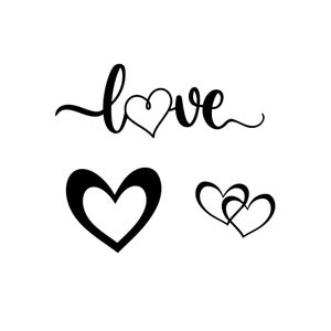Amour avec coeur SVG | Amour, Mariage SVG Cut Files | SVG de la Saint-Valentin | Texte cursif lettré à la main | TÉLÉCHARGEMENT numérique