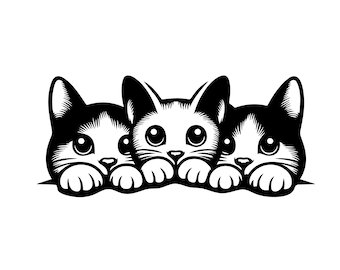 kawaii Cat SvG Bundle, Cat Face SvG, Cat Silhouette for Cricut, Cat Head SVG, Kitten SvG, Cat Lover SVG, Cute Peeking Pet Clipart