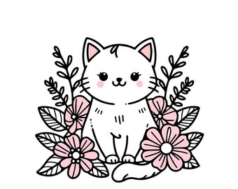 Floral Cat SVG, Cat SVG, Floral Animal SVG, Floral Kitten svg, Cat Mama svg, Cat Lover svg, Mandala svg, Flourish svg, Cut File Cricut