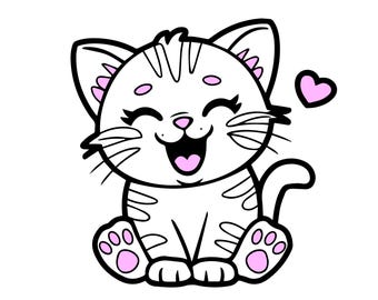 Cute Cat Clipart Kawaii svg For Animal Stickers Kawaii png Wall Art Cute Digital Planner Stickers Commercial Use Digital Download svg png