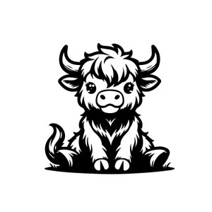 Svg PNG assis mignon vache Highland | Vache Highland Svg | Vache Svg | Vache mignonne Svg | Svg bébé vache | Vache Highland Vector Clipart Fichier de découpe PNG