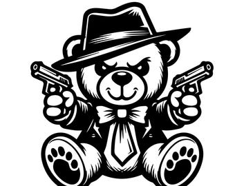 Gangster Teddy Money Svg File | Cool Kid Hipster Bear Png | Gangster Animal Clipart | Png Jpg Eps File for Cricut Silhouette Printable