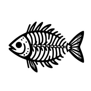 Skeleton Fish Svg, Piranha Svg, Fish Bone Svg. Vector Cut file for Cricut, Silhouette,  Png Eps, Decal, Sticker, Vinyl, Pin.