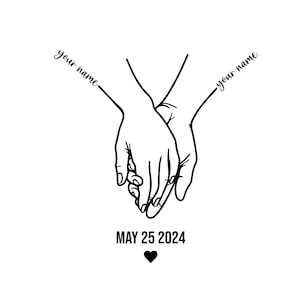 Holding Hands SVG, Pinky Hold, Love, SVG Cut File, Aanpassen met uw eigen tekst, Namen & Datums toevoegen, Instant Download, Love Hands Design