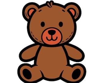 Cute Teddy Bear SVG: Bear Outline, Clipart, Silhouette, Cut File for Cricut(Digital Download)