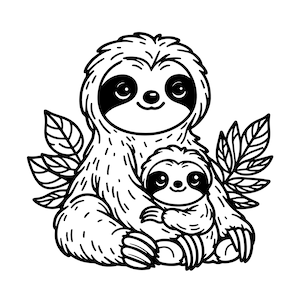 Maman paresseux SVG PNG, botanique paresseux Svg, mignon paresseux Svg, fichiers SVG pour Cricut, usage commercial, téléchargement numérique instantané, Eps