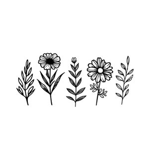 Wildflowers svg, Floral svg, Wild flower svg, flower sketch svg, cricut and silhouette, Instant Download