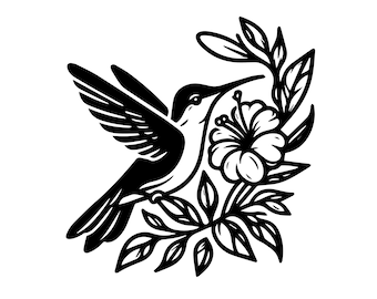 Kolibri-Svg - Cricut, Silhouette | Kolibri Cut-Datei, Kolibri Blumen Aufdruck, Kolibri Aufdruck, Vogel Aufdruck, Kolibri Vektor