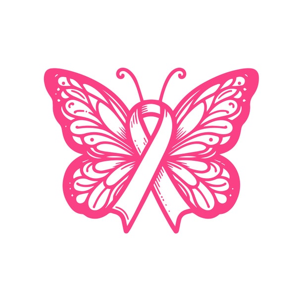 Butterfly Breast Cancer SVG, Breast Cancer svg,Breast Cancer Awareness Svg, Pink Ribbon Svg, Breast Cancer dxf, Svg cut file used for Cricut