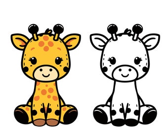 Giraffe SVG, Cute baby giraffe SVG, Cut file for Cricut and Silhouette, Clipart, Vector Graphics, Baby Giraffe Clipart, Instant Download