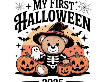 Mein erstes Halloween PNG, Halloween Sublimationsdesign, Babys erstes Halloween PNG, Skelett, Instant Download, niedliche Halloween Designs
