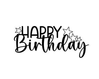 Happy Birthday cake toppers, digital designs in png, svg, and STUDIO format, immediate download. Cake topper svg
