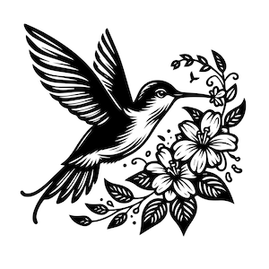 Fichier Svg de fleurs de colibri | Fleurs Svg | Clipart Colibri | Svg colibri | Fichiers Svg Png Eps pour Cricut Silhouette imprimables