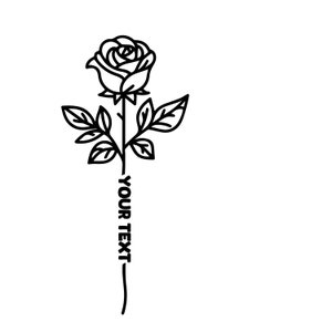 Marco de nombre de rosa svg, Flor con texto svg, Rosa svg, Monograma de rosa svg, Día de San Valentín svg, Marco de flor svg, Nombre personalizado flor svg