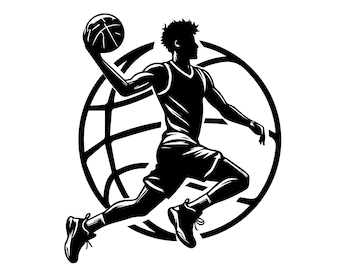 Basketball Player Ball Contour, Svg, Eps Vector Files for Silhouette, Cricut, Cutting Plotter, Png file