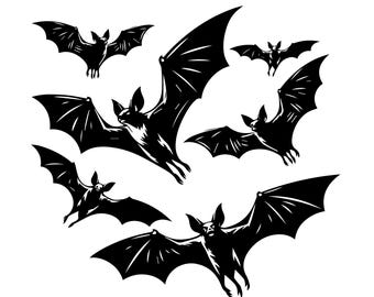Halloween Bats SVG, Spooky Bats Svg, Bat Clipart, Halloween Bats PNG, Halloween svg, Flying Bats Svg, Bats bundle Cut files Digital Download